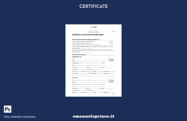 modello di modulo di registrazione del matrimonio USA in stile verificato